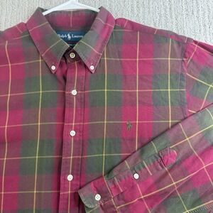 Polo Ralph Lauren Classic Fit Button Down Shirt Men's Size XXL Red Plaid Pony